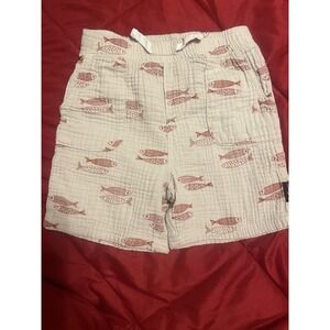 Ben Sherman Kids Size 7 Cream Red Shorts Fish